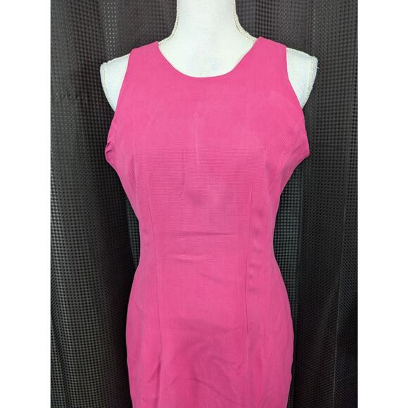 ROBBIE BEE! SILK, 100%! FUSCHIA PINK SHEATH, SHELL STUNNING DRESS! SZ 8 - Picture 3 of 7